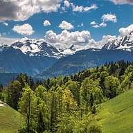 Beautiful alpine mountain view with the famous church and the Watzmann peak in Maria Gern Berchtesgaden - Bavaria - Germany
