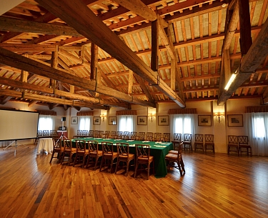 View into the large conference hall in daylight 