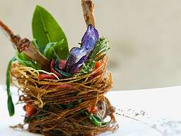 Lamb with lila chips